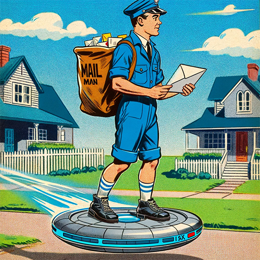 Mail man on a hover board